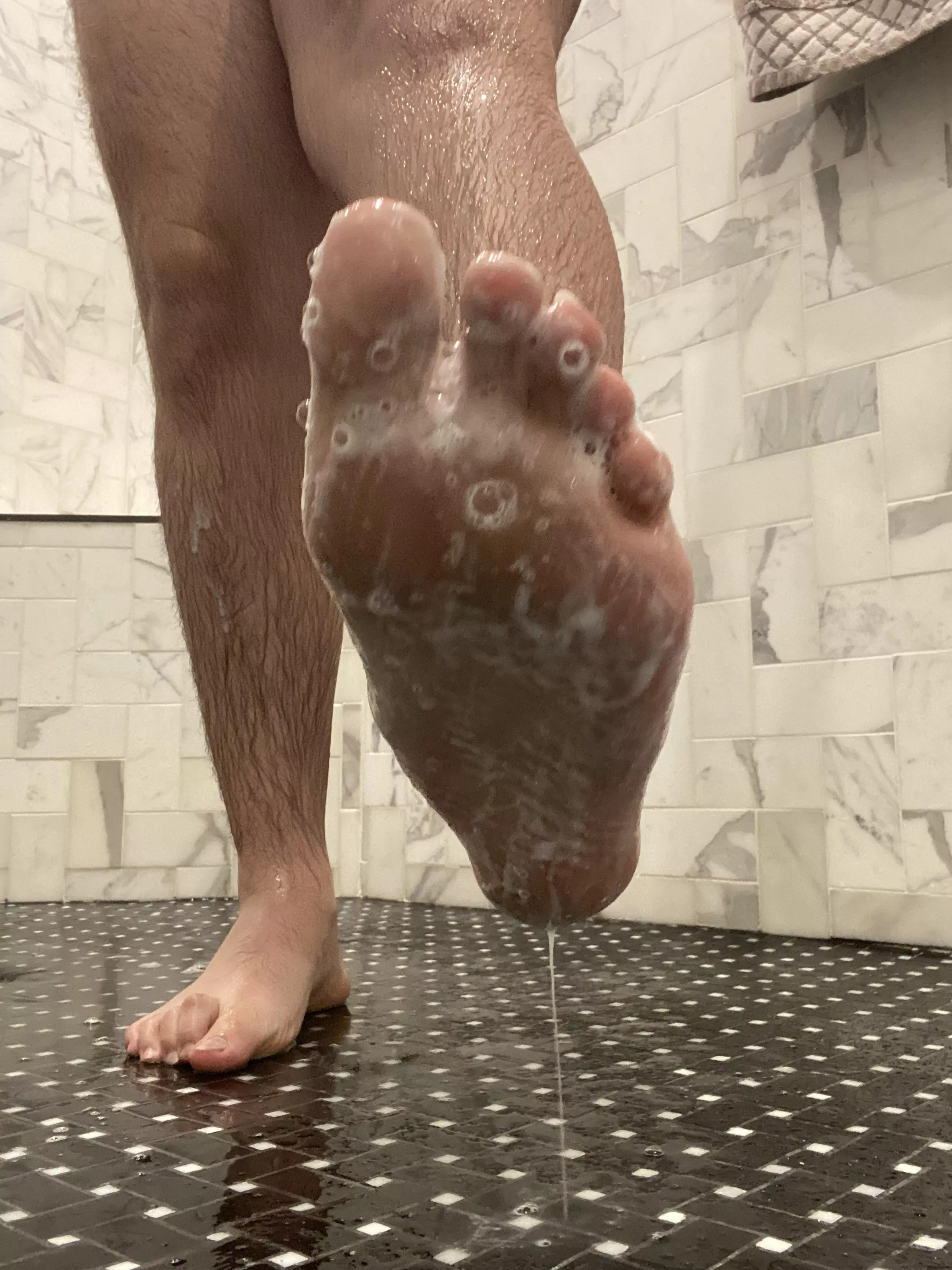 Soaped up. wanna come rub them for me? posted by Cat_drinker789