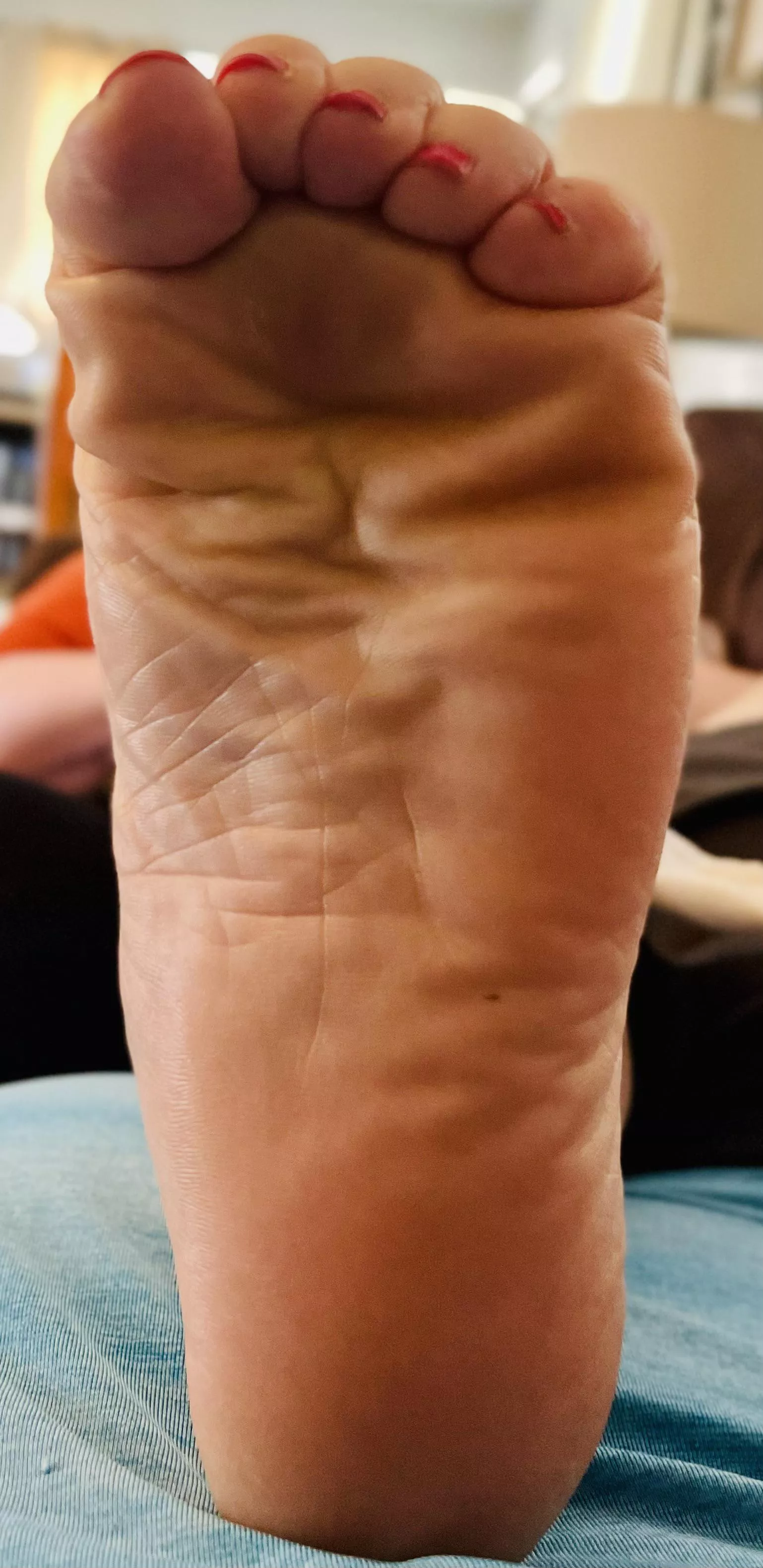 Somebody is glad I’m home! Getting a foot rub before I make them pretty again! posted by Friendly_Soles