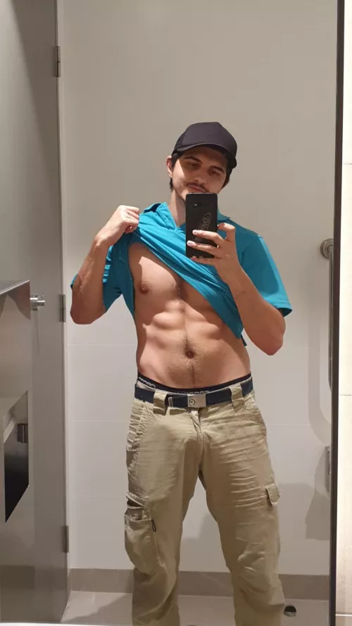 Someone asked for an ab pic while I was at work, she hasn't replied yet. How did I do? by derpyjerm