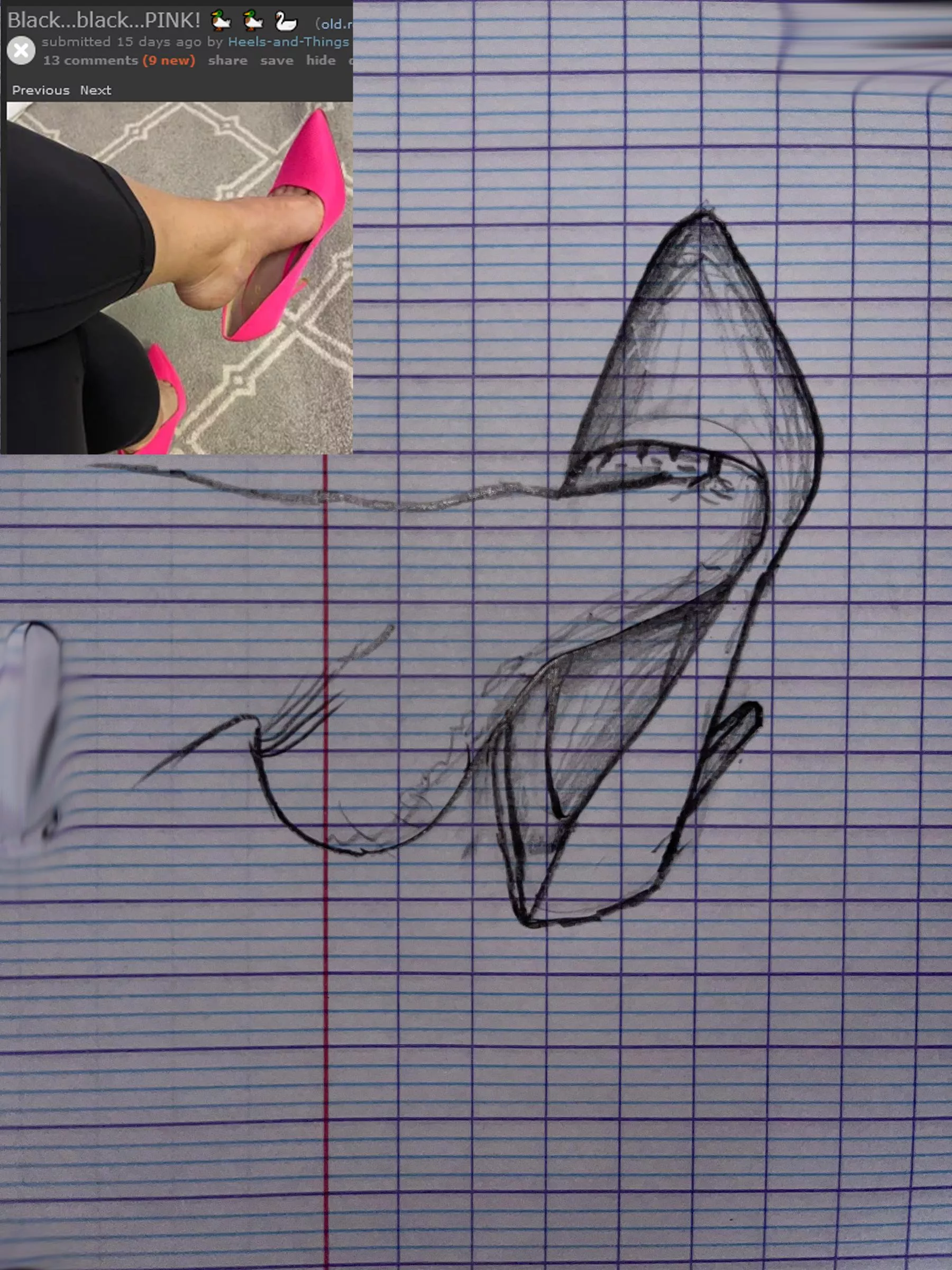 Someone took the time to DRAW me from one of my posts! I want to print it and frame it :) posted by Heels-and-Things