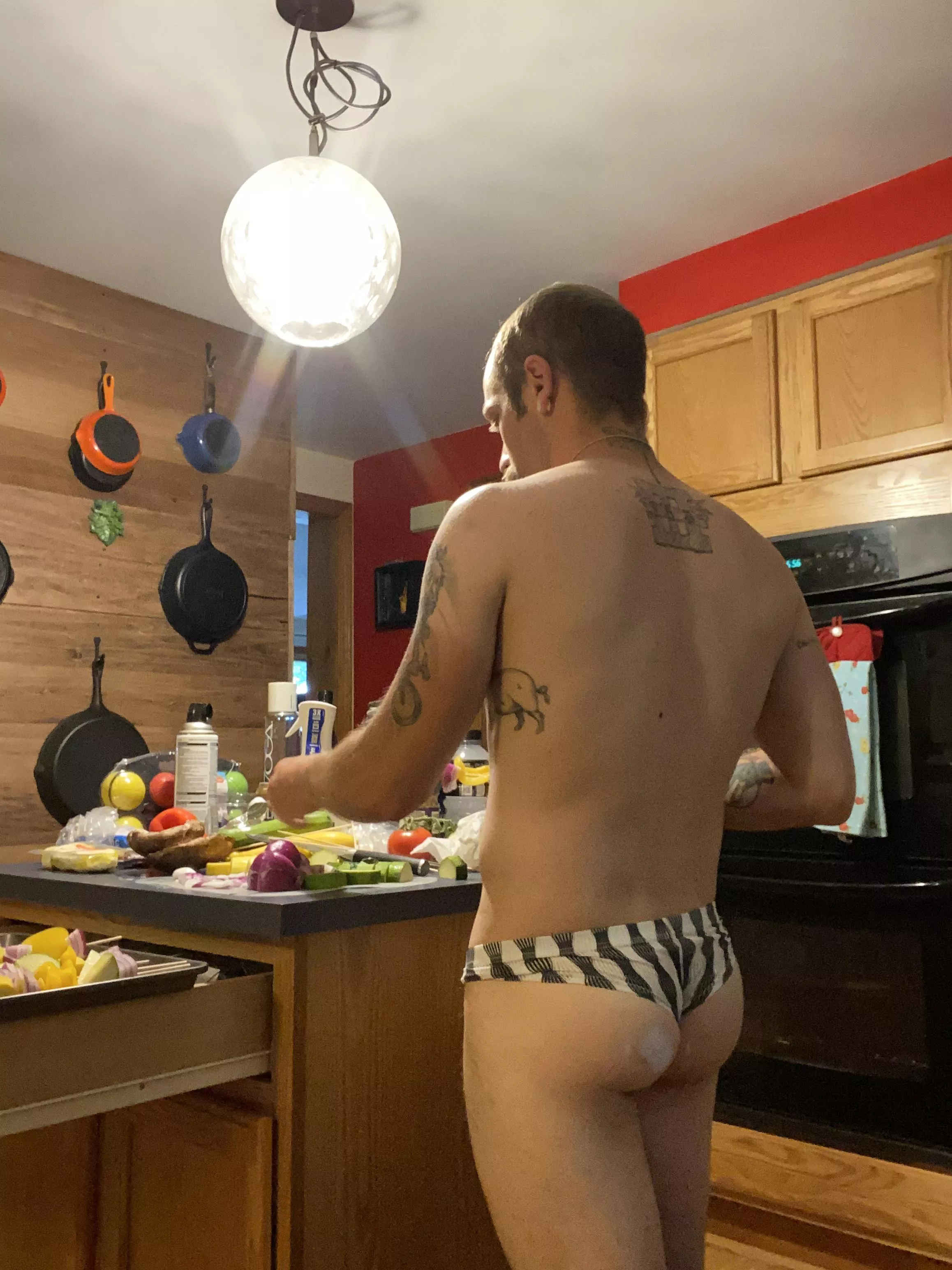 Sometimes I cook with a shirt on. Sometimes a little bit less posted by dudewithahorsemask