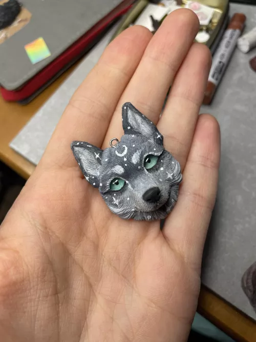 Space in the Wolf by PolymerClayJewelry