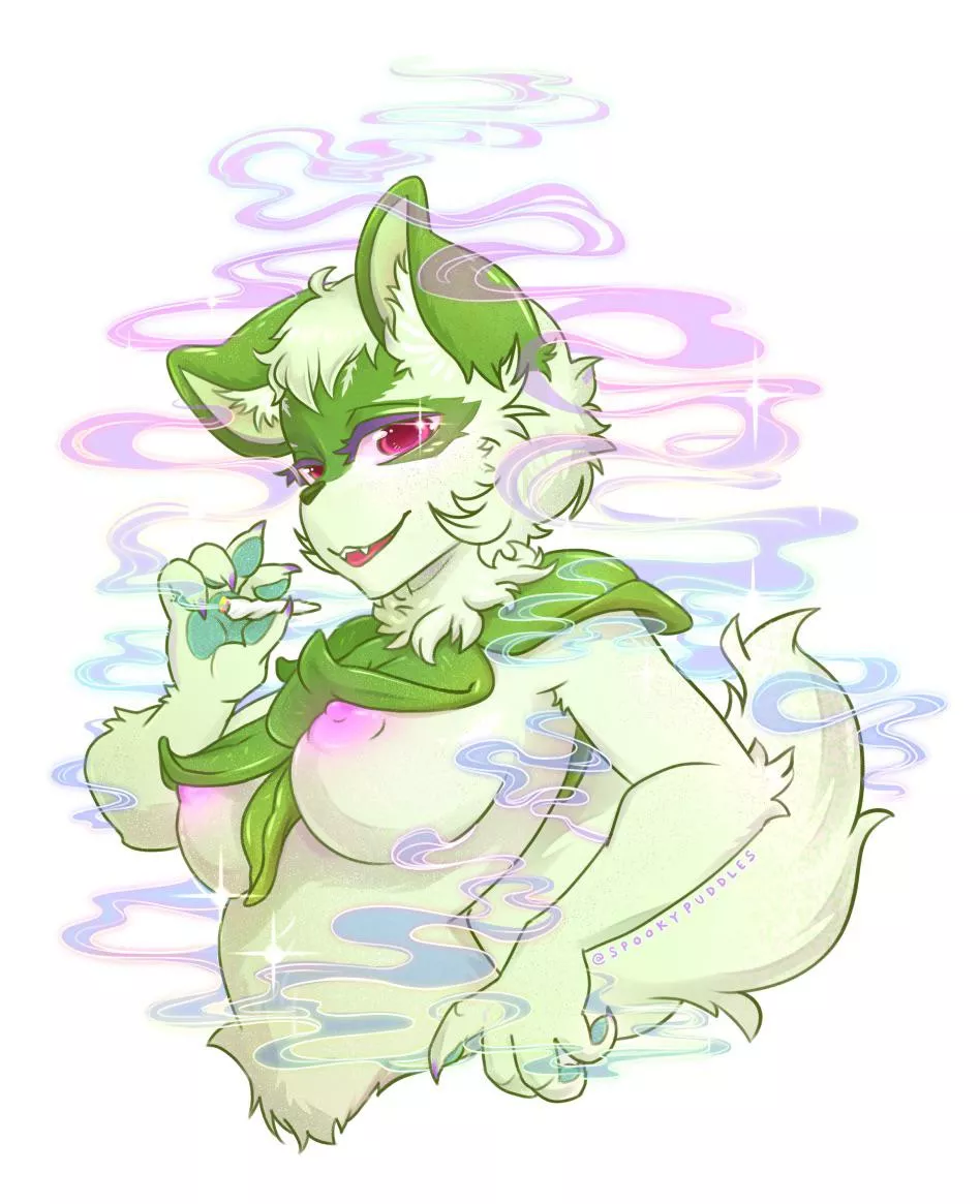 Sparkly Stoner Sprigatito (@spookypuddles) posted by Peeeeebz