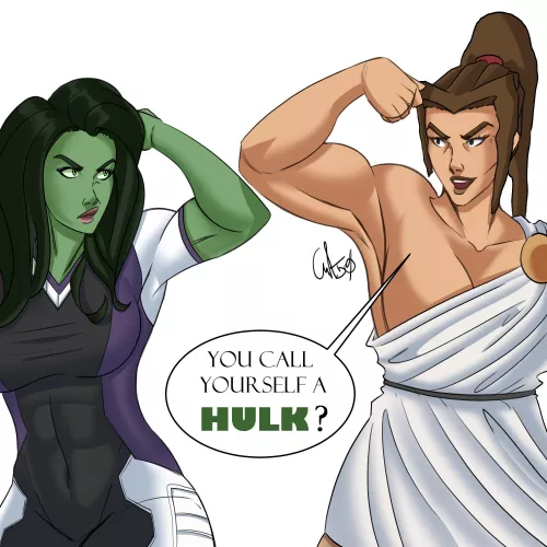 Spartan Vs. She-“Hulk” (fiftycalvinart) [Warrior Historia] by FiftyCalvinArt