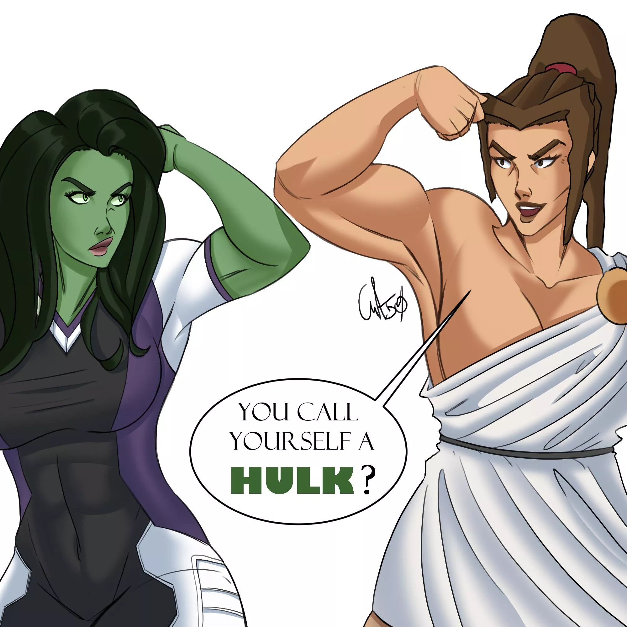 Spartan Vs. She-“Hulk” (fiftycalvinart) [Warrior Historia] posted by FiftyCalvinArt