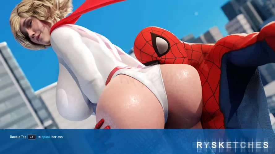 Spider-man meets Power Girl (Rysketches) [DC Comics/Marvel Comics] by daniel650000