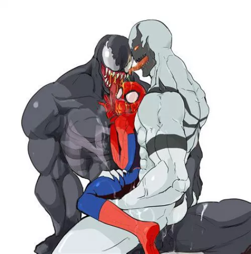 Spidey with venom and anti-venom by RevolutionaryPool678