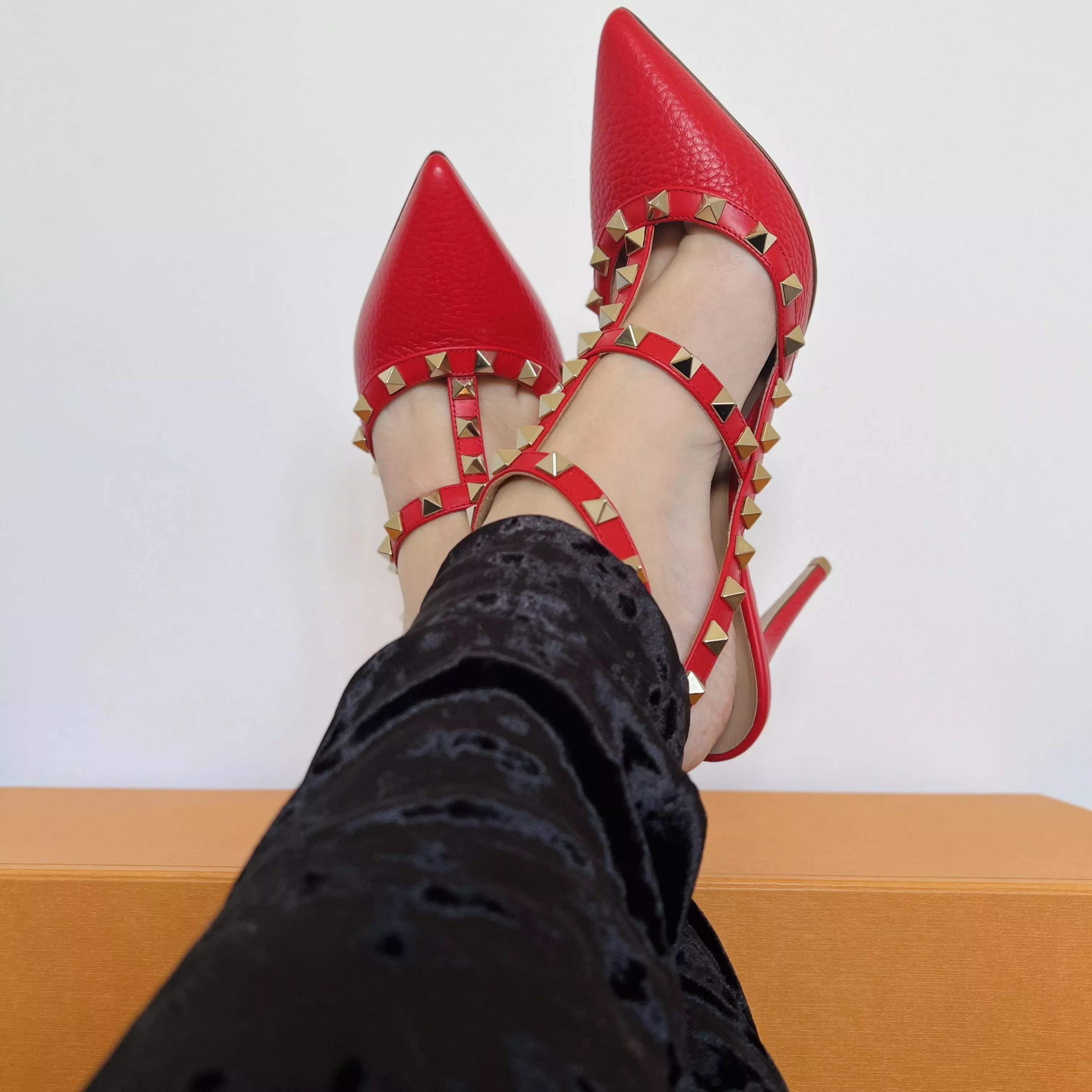 Spiked Valentino stilettos 👠 feet up and in command 🔥 posted by MadammeJessica