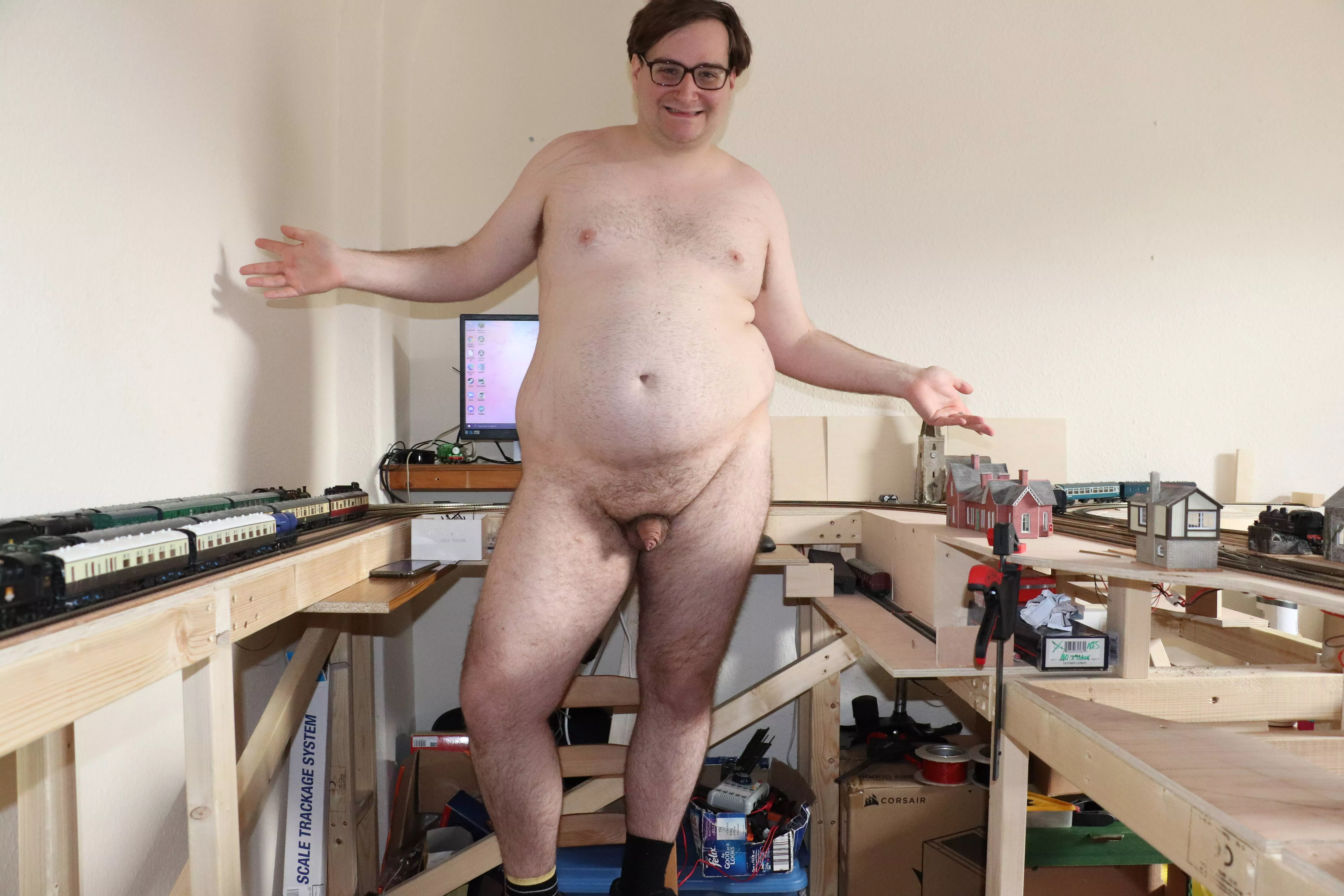 Standing over my newly built, work in progress 00 scale empire. Well one of them anyway, I have another in the front room XD posted by nathan5660