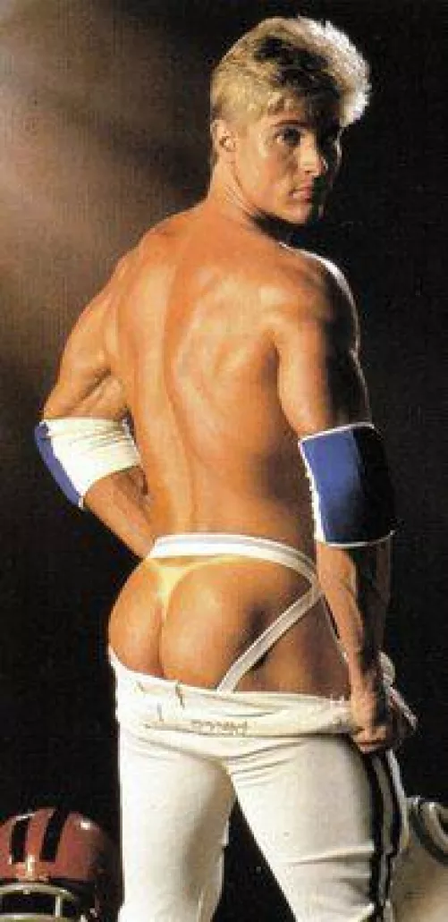 Steve Fox in a jockstrap with a thong tanline by manmadeofhonor