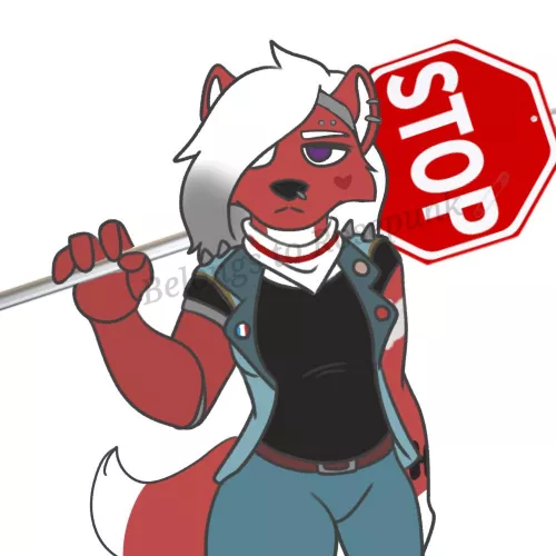 STOP! (Rose-me, art by BatteredBadger) by RosePunk_TheWolf