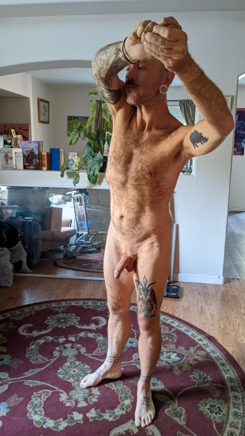 Stretching in the living room by theprimeprof