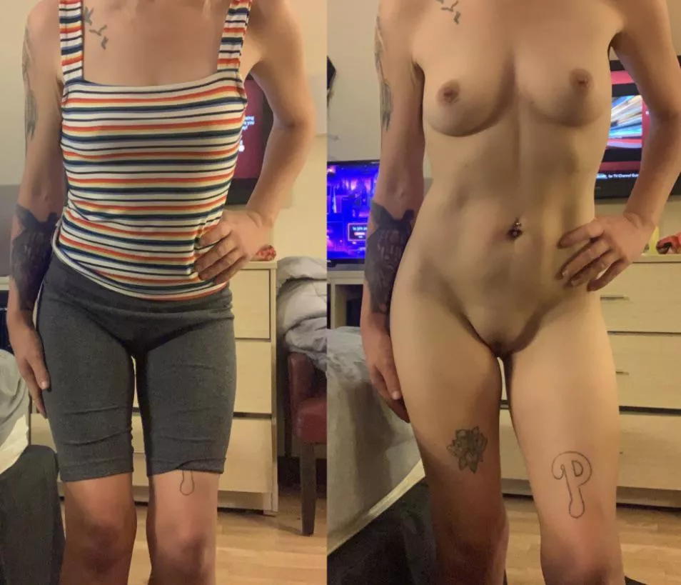 Stripped shirt on and off! posted by PantiePrincess300