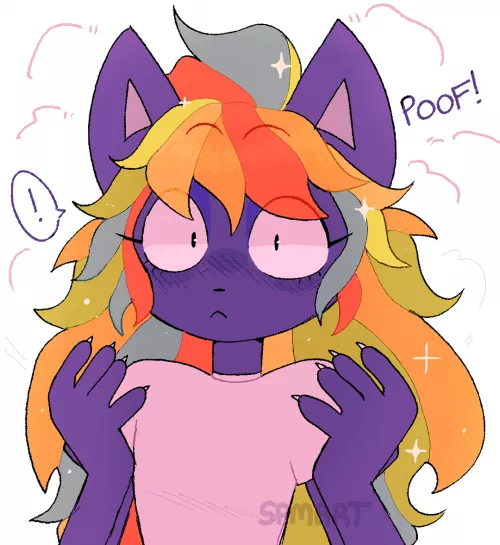 sudden rainbow hair (art by me, spritecolamonster on Instagram) by spritecolamonster