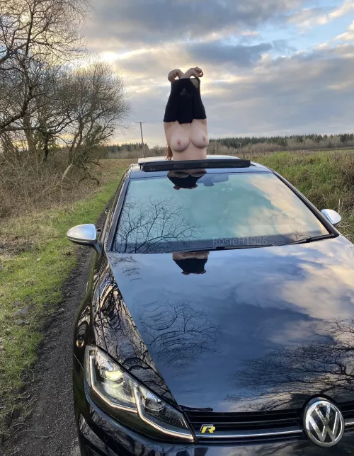Suns out means only one thing… sunroof open and tits out by RosieH1996