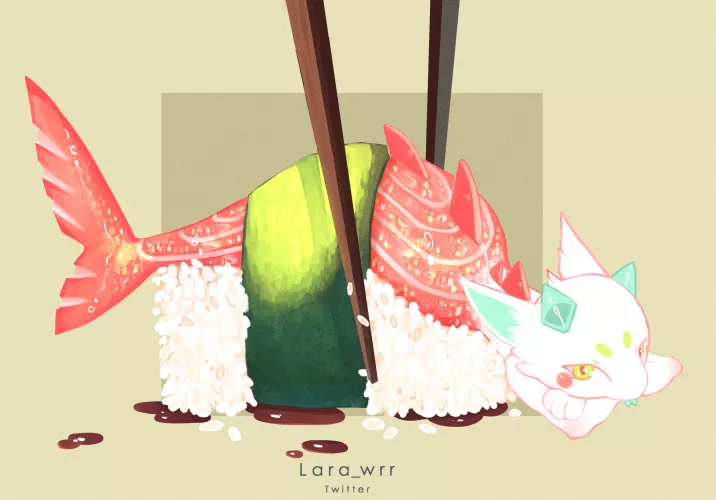 Sushi 🍣 🌱 [Art by me, Lara_wrr on 🐦] by Lara_wrr
