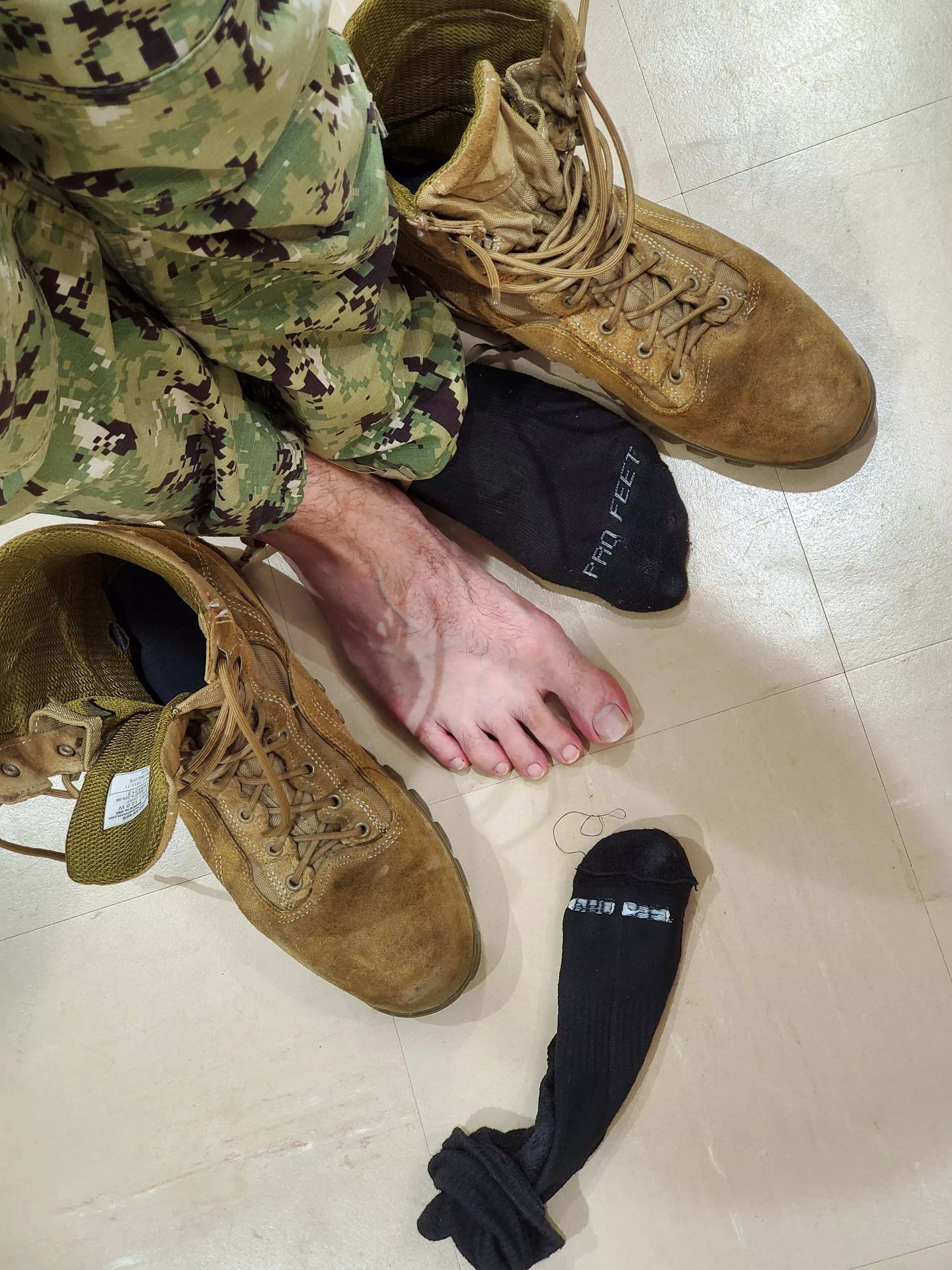 Sweaty Military feet. Was a lnog day...? posted by cavernoushaggis