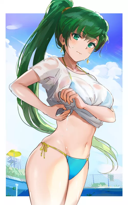 Swimsuit and wet t-shirt Lyn by Terran117