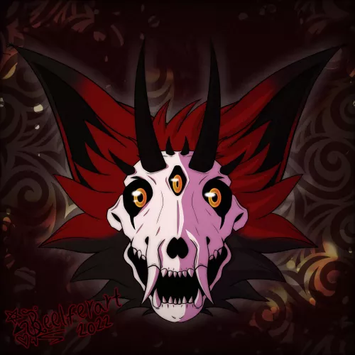 Symmetry Icon of an edgy skulldog OC I created! (Art by me @beelferart on Twitter/Instagram) by megajon912
