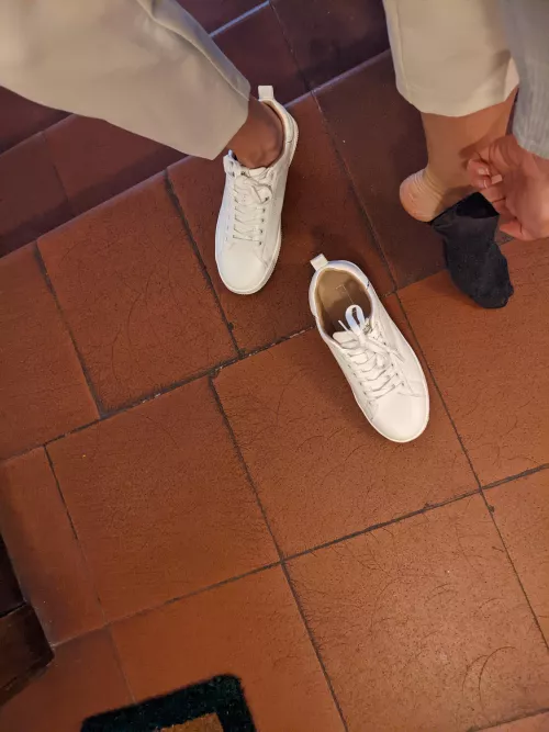 taking my socks on the stairs before I reach my friend house 🤭 Come chat privately 💋 by Lady-Queen90