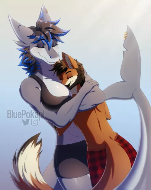 tall gf hugs 🥺 (art by me) by BluePokapi