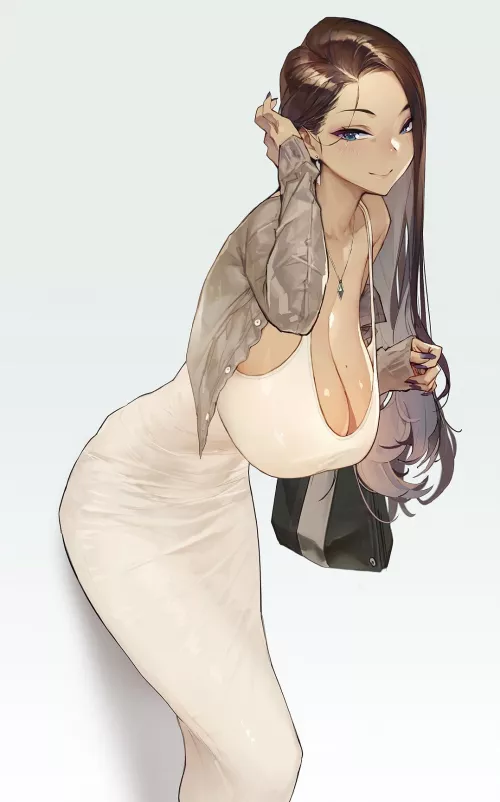 Tasteful low U-neck dress by Gunalt98