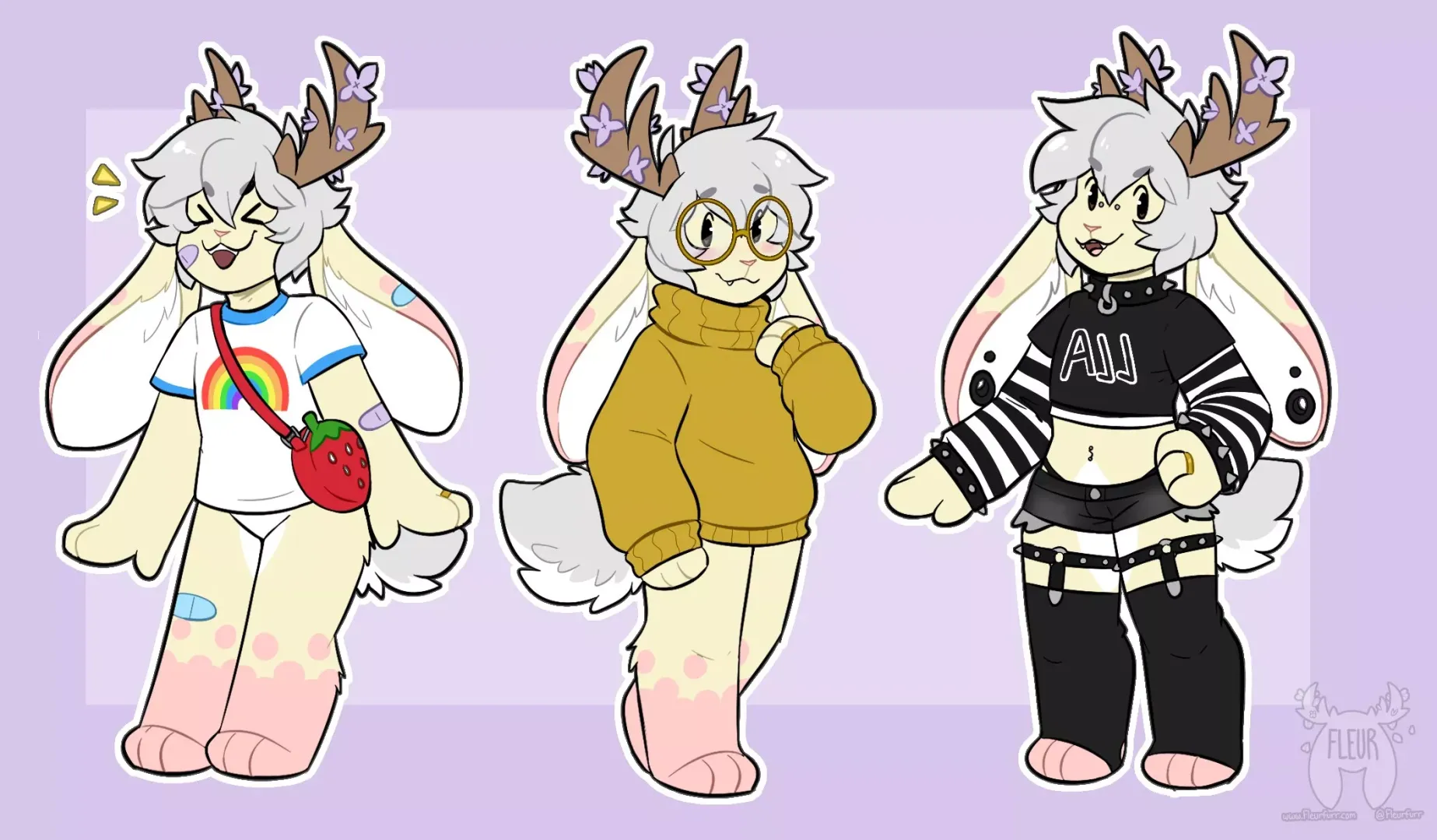 Teeny Fleurs in his favorite outfits! (Art by me: @Fleurfurr on Twitter) posted by Fleurfurr