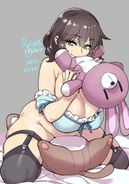 Tell me, baby boy, which plushie's place would you like to take?~ (Art by Ryo Agawa) by SmolDom