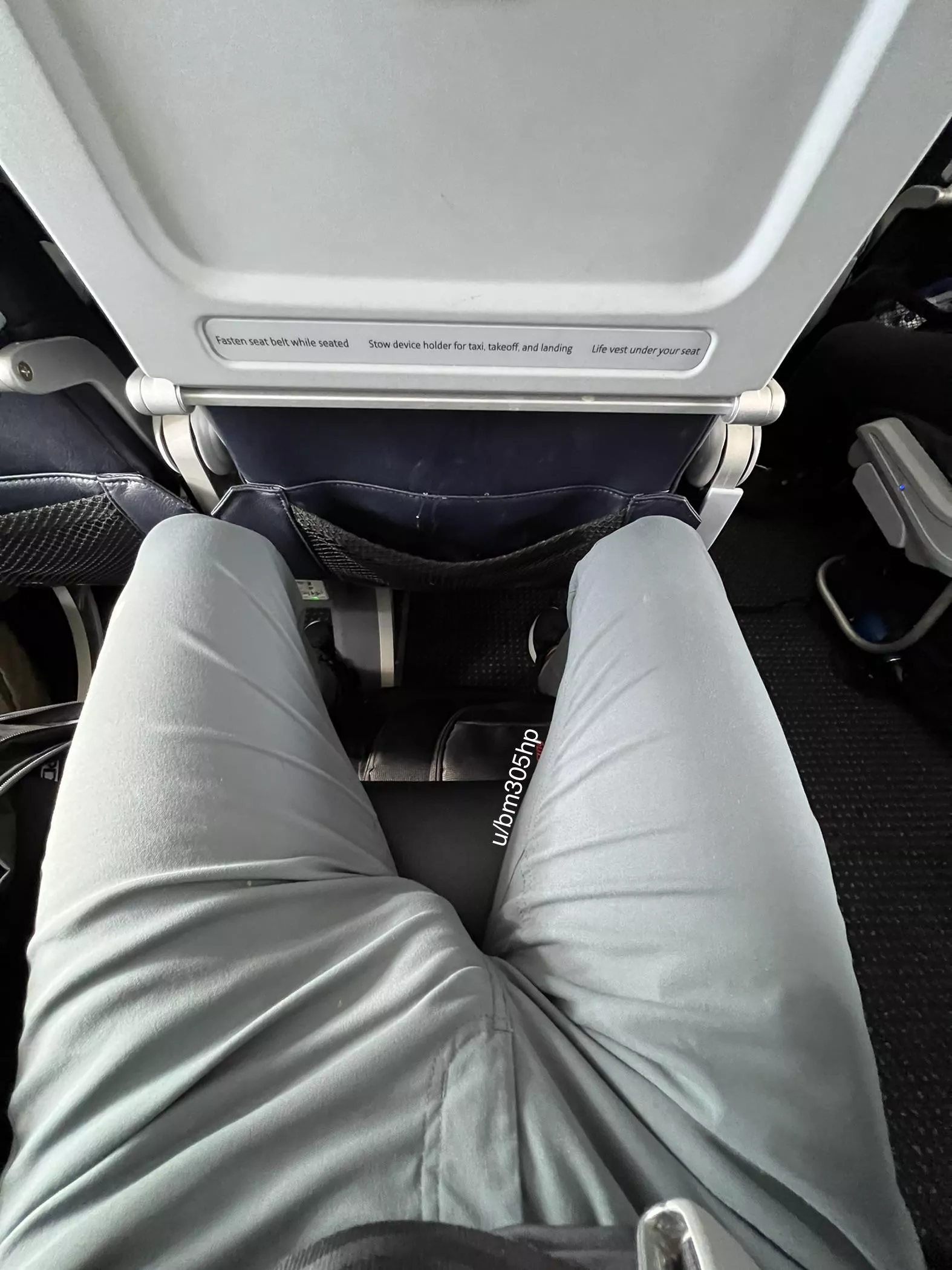 The flight attendant came by to check if my seat belt was fastened many times. posted by bm305hp