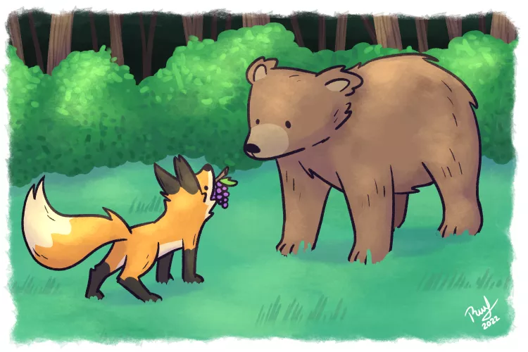 The fox and the bear (by me) by RafVicAlv