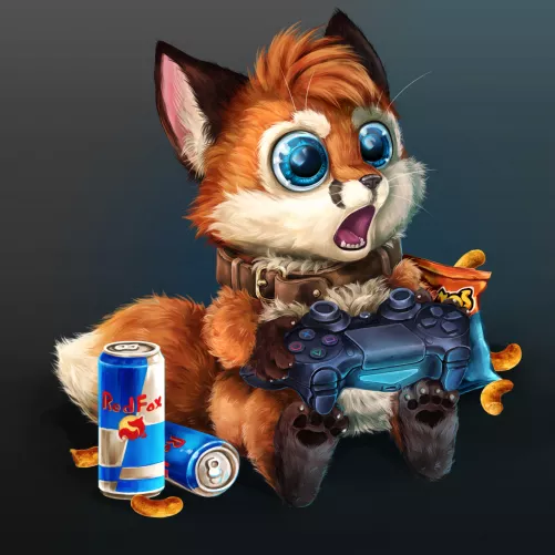 The Gamer Fox (art by me) by WolchyArt