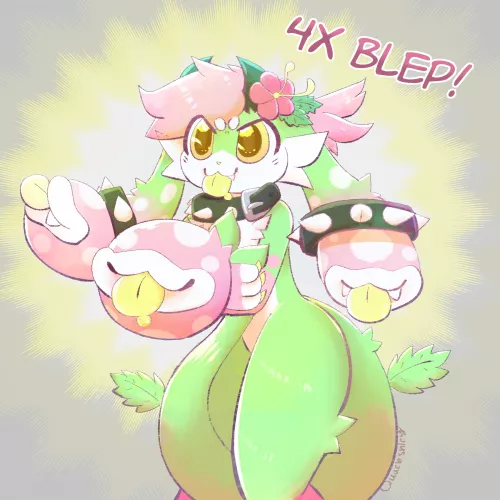 The quadruple blep! (art by me @quackshley on twitter/insta/da/fa) by Quackshley