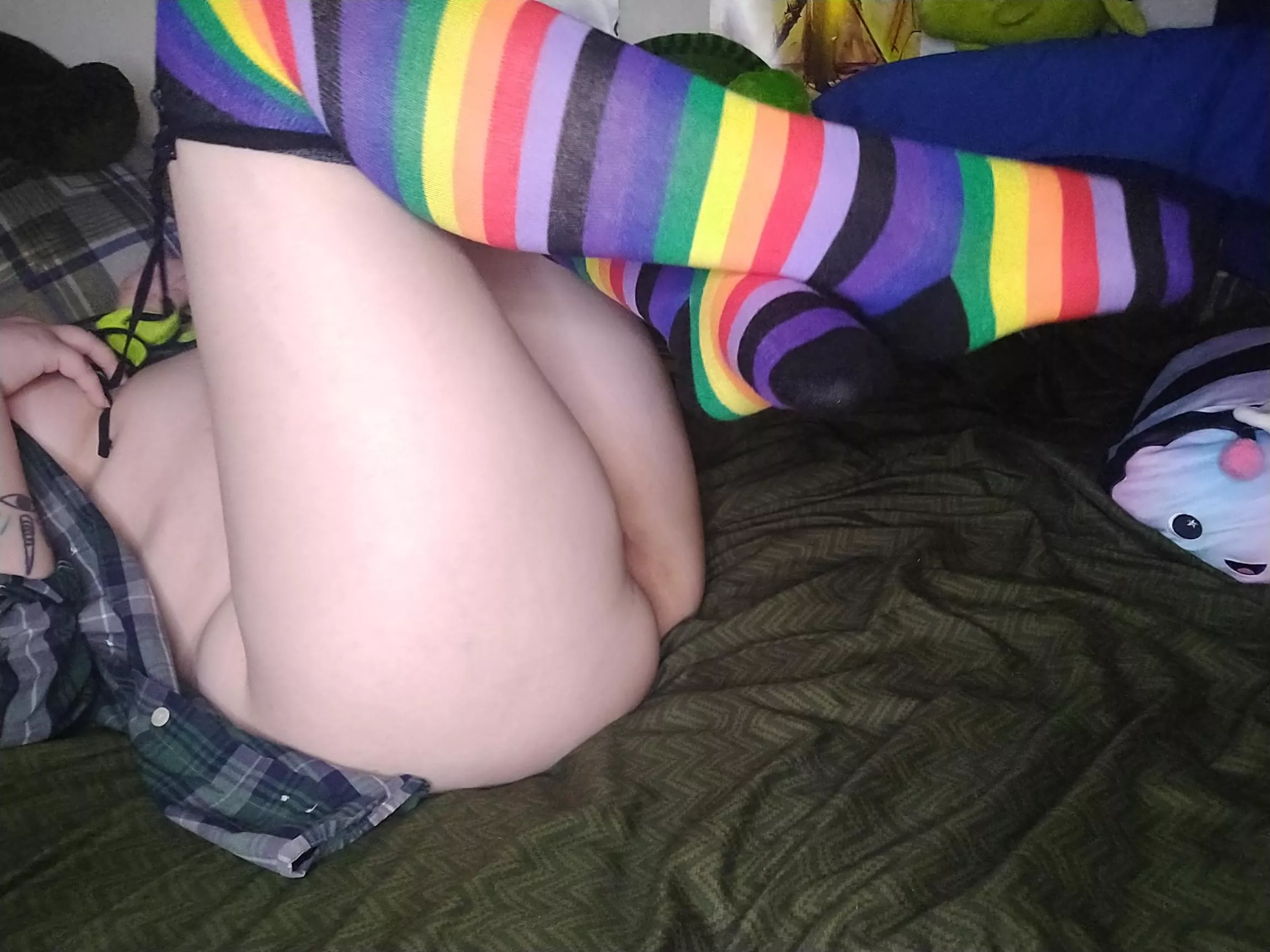 the rainbow thigh highs stay on while we fuck! posted by ala_mode666
