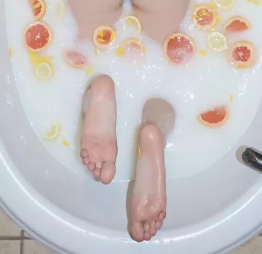 the real stars of my milk bath shoot. i know you wish you were that lil petal on my right sole🥵 by mentally_ill_bitch