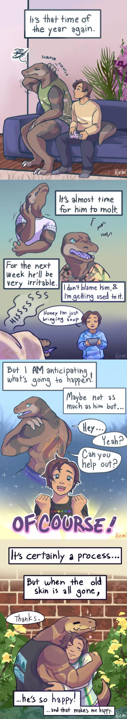 The struggles of having a lizard boyfriend - Artist: ‪@Hjemi_Art‬ (Twitter) by DivaQueen98