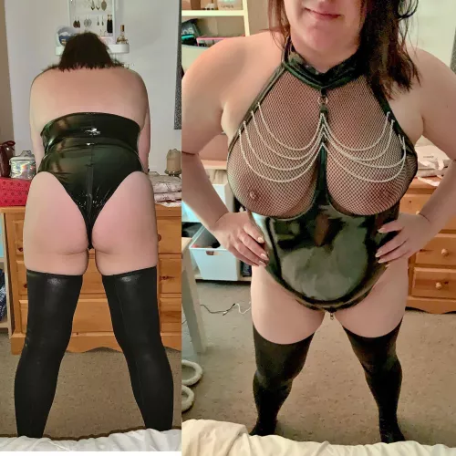 The things I’d do in a room full cocks wearing this shiny outfit [F] 45 y/o by WifeLuvsPosing