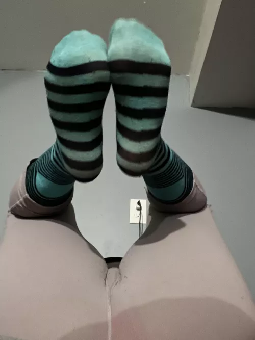 These are men socks I forced into long socks bc i like the colors /.\ by sweet_val_xx