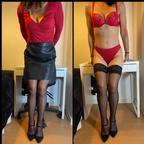 These lace top thigh-highs are so pretty don’t you think? 😍 by SecretaryMilfAnna