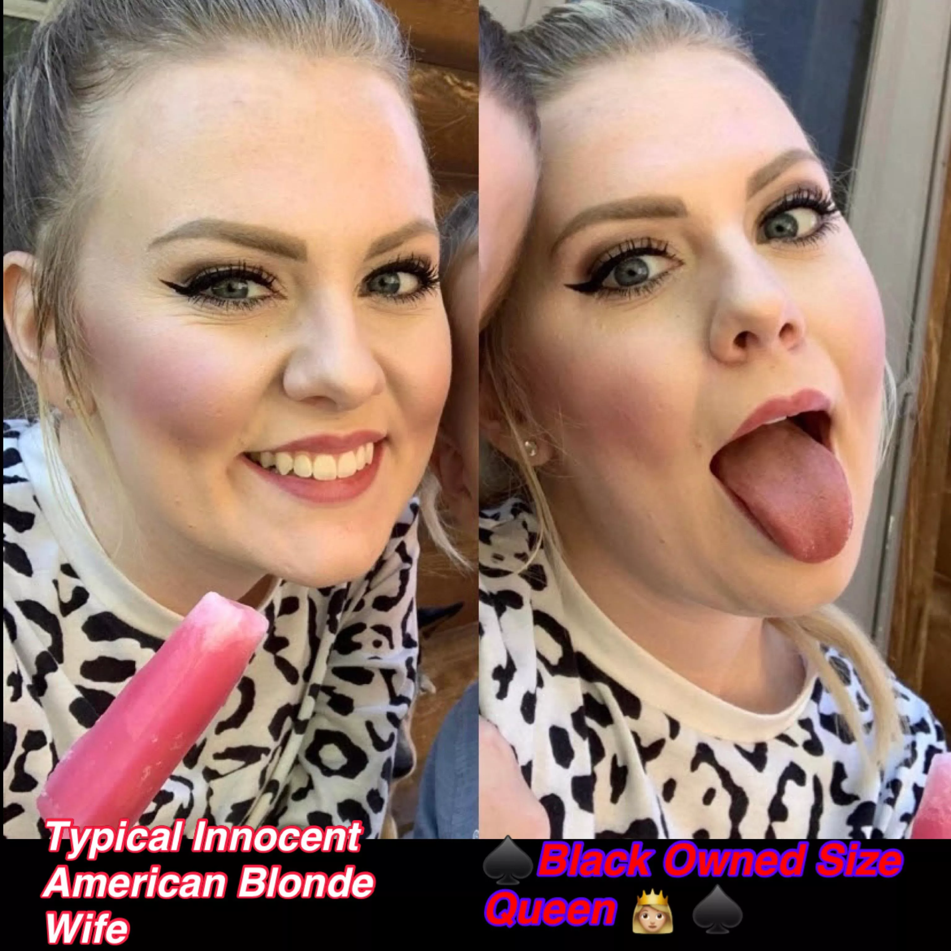 These pics I took of my wife not to long are a perfect example of her personality’s. I told her to give me both sides of her for a pic. She’s had that tongue in some very dark places… What are your thoughts of her? posted by Duke1814