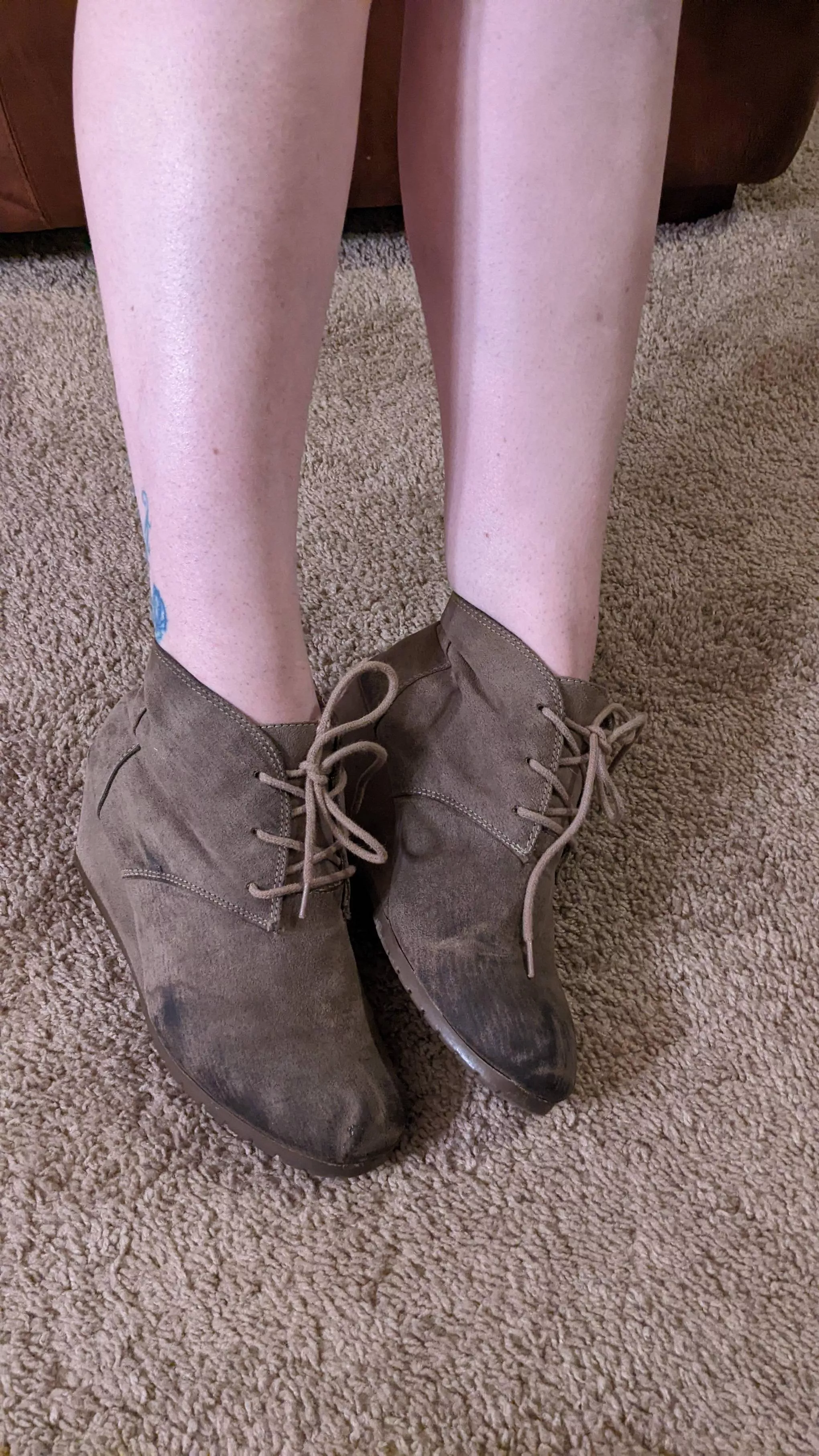 These wedge heel boots have been through quite a bit and it shows posted by StinkyToesNFeet