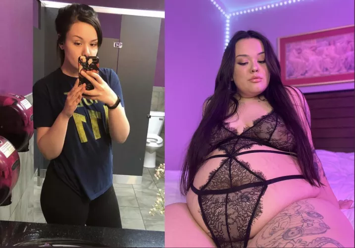 Thinking about my gym rat to fat journey… 😋❤️ by RosieMarieFeedee