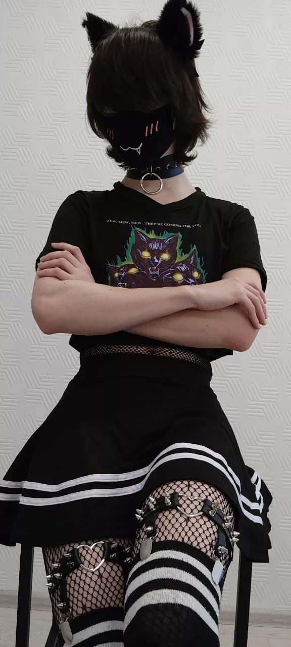 This is a goth catboy checkpoint. Present all your headpats and snuggles for inspection posted by Psychological_Pop827