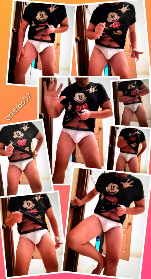 This is another Mickey Mouse tee that I own. Pairs well with my black band Nicole briefs. 🐭😘🐀😍🐁 by chubbo57