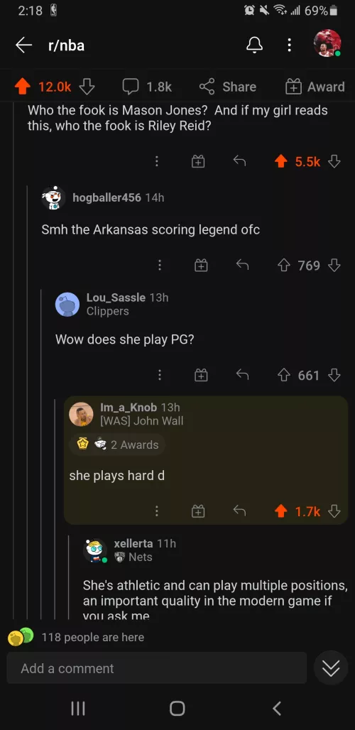 This is happening after r/nba saw Riley get hit a t a Lakers game by vkifart