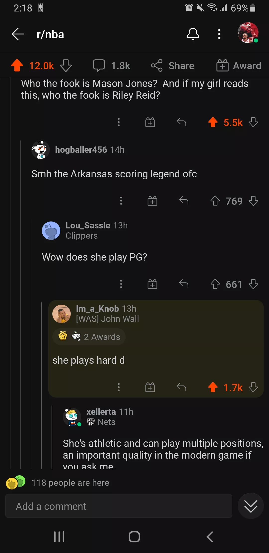 This is happening after r/nba saw Riley get hit a t a Lakers game posted by vkifart