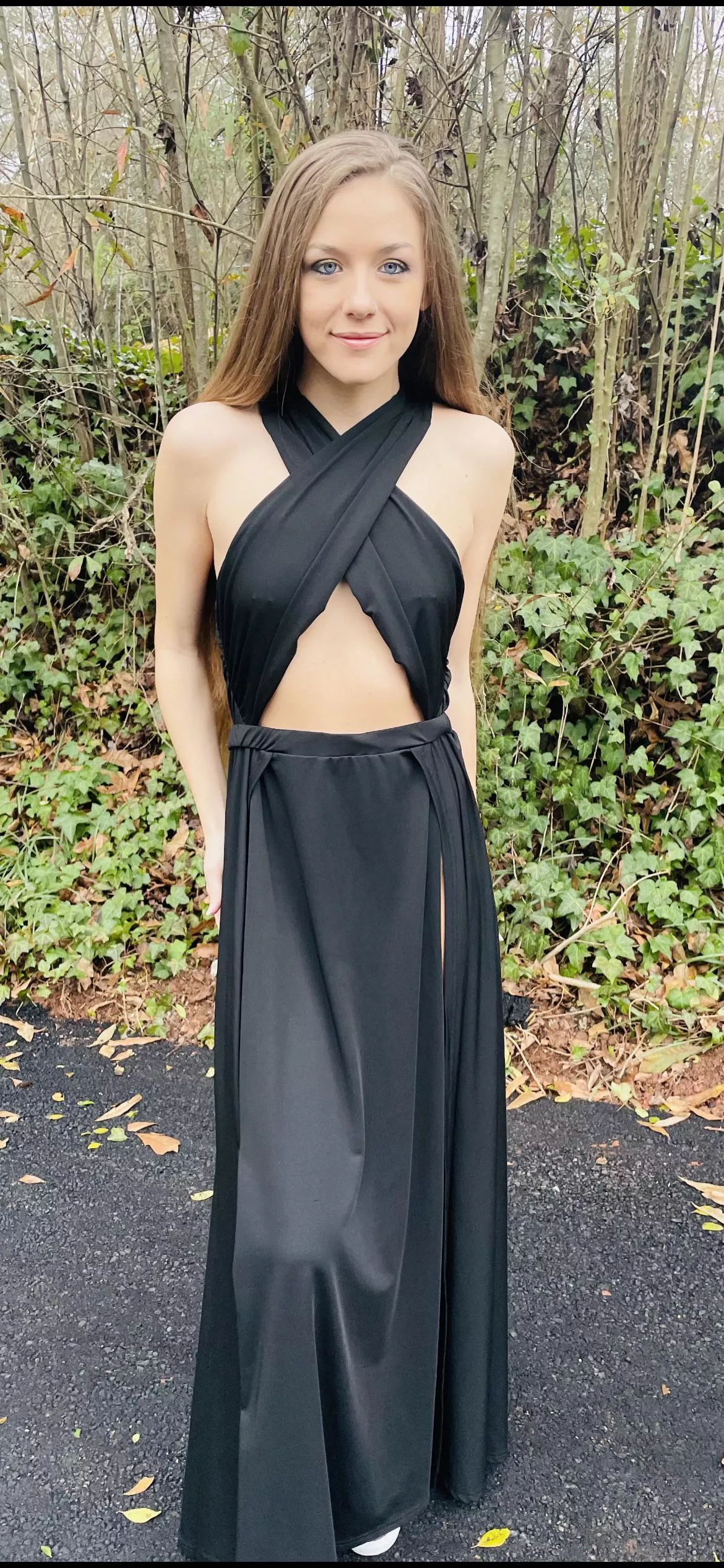 This is me in my favorite black dress that shows off my piercings. posted by Fearless-Event6395