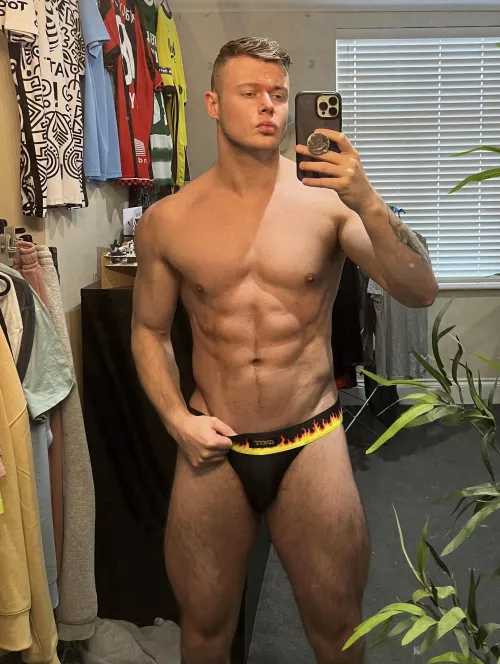 This pair is smokin’ hot 🔥 (Brand: CoyoteJocks - Flaming Jockstrap) by KingJamesUK