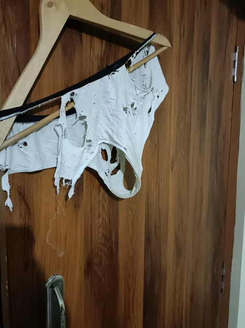 This panty has been worn for 8 years! But still she is wearing it and doesn't want to throw away! It's full of holes and with scent of her pussy! by theseus007