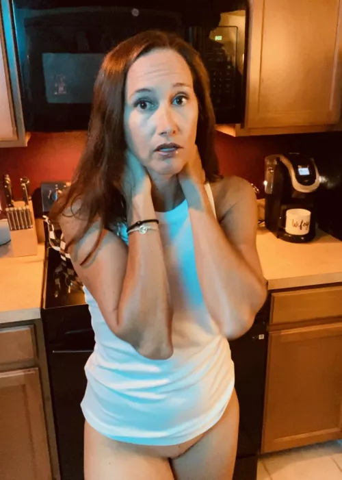 This was the pic he took, which I wouldn’t be able to explain to my hubby. (Even though it’s not what it looks like) So I had to give myself up to him in my own kitchen for him to keep this secret by Racy_Stacey99