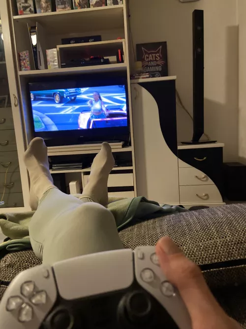 those sheer socks and lightgrey gymtights make a great combo and my calves look so thick and fat! Do you agree? Bow down and start to worship them! by AustrianAlpha